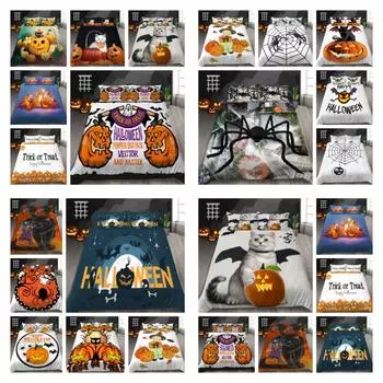 Хэллоуин Постельные принадлежности Комплект Мода Пододеяльник Чехол Обложка Кинг Квин Размер Постельное белье Подростки Дети Мягкое постельное белье Чехол UK Single 135x200cm