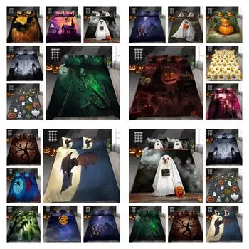 Хэллоуин Постельные принадлежности Уникальный дизайн Домашние покрывала Полиэстер King Size Постельные принадлежности Высоко пододеяльники Наборы UK Single 135x200cm