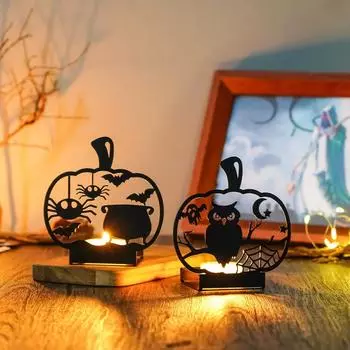 Хэллоуин привидение паук кованый подсвечник атмосфера место проведения макет дома ремесла орнамент