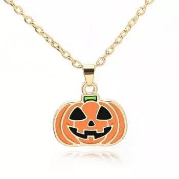 Хэллоуин Привидение Ведьминская шляпа Тыква Серьги Эмаль Набор ожерелья Капля масла Процесс Мультяшные украшения Фестивальный подарок Аксессуар A2520