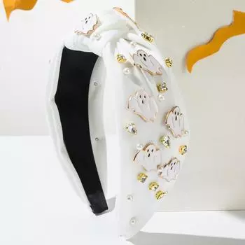 Хэллоуин Привидение Жемчуг Стразы Большой Узел Повязка на Голову Взрослые Аксессуары для Волос Ювелирные Изделия для Волос