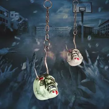 Хэллоуин Призрачная Голова Висячие Украшения с Длинным Металлическим Крюком Цепи Жуткий Крытый Открытый Дом с Привидениями Праздничный Декор Подвеска Праздничные Атрибуты белый