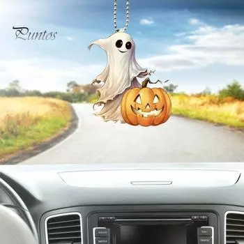 Хэллоуин Призрак Акриловые Подвесные Украшения Дома Внутреннее Зеркало Заднего Вида Автомобиля 2D Плоский Мультфильм Тыква Призрак Подвесной Орнамент Подвеска A