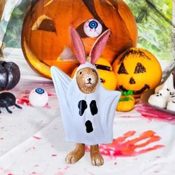 Хэллоуин Призрак Кролик Фигурка Стоящий Кролик Статуя Скульптура Смола Животное Модель Главная белый
