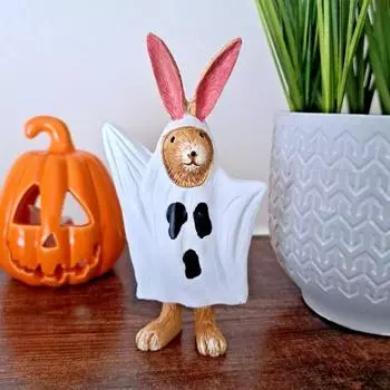 Хэллоуин Призрак Кролик Статуэтка Стоящий Кролик Скульптура Смола Животное Модель Домашний Офис