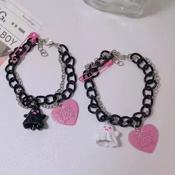 Хэллоуин Призрак Любовь Кулон Браслет-Цепочка Для Женщин Эстетический Милый Прохладный Модные Ювелирные Изделия Корейский Модный Подарок белый