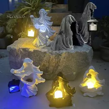 Хэллоуин Призрак Ночной Светильник Смоляный Призрак Фонарь Украшение Хэллоуина Домашний Настольный Фигурка для Украшения Внутреннего Улиц F