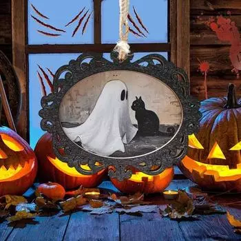 Хэллоуин Призрак Портрет Подвесной Декор Винтажная Жуткая Картина Призрака Внутреннее Уличное Подвесное Украшение Подвеска Фестивальный Подарок A Dual Layer