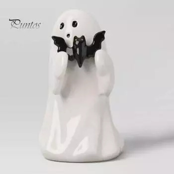 Хэллоуин Призрак Розовая Тыква Фигурка Жуткий Белый Призрак Держащий Летучую Мышь Статуя Из Смолы Скульптура Внутреннее Уличное Настольное Украшение Орнамент A