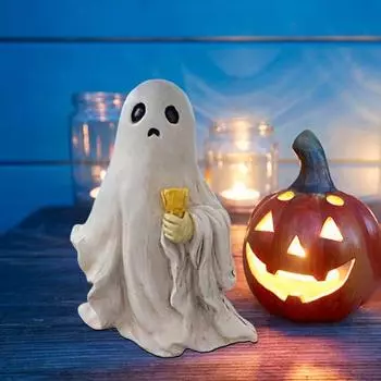 Хэллоуин Призрак Статуэтка Жуткий Свеча Цветок Качели Призрак Смоляная Статуэтка Скульптура Крытый Открытый Сад A