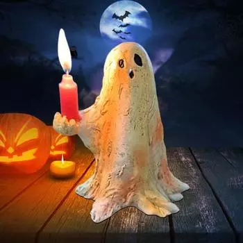 Хэллоуин Призрак Статуэтка Жуткий Свеча Цветок Качели Призрак Смоляная Статуэтка Скульптура Внутреннее Уличное Садовое Настольное Украшение Орнамент