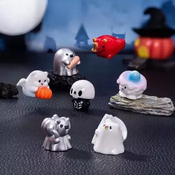 Хэллоуин Призрак Украшение Череп Тыква Ангел Свеча Призрак Фигурка Рука Микро Пейзаж Настольный Смола Украшение Halloween Ghost 5pcs