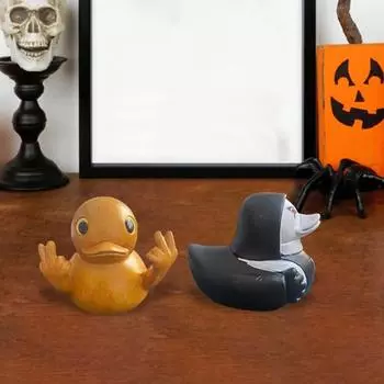 Хэллоуин Призрак Утка Фигурка Деревянное Зерно Ножницы Руки Статуя Утка Скульптура Поводок Животное A