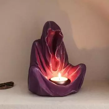 Хэллоуин Призрак Волшебник Подсвечник Смола Фигурка Чайная Свеча Подсвечник Стол Центральное Украшение Рабочего Стола Фестиваль Подарок чёрный