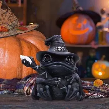 Хэллоуин Призрак Животное Фигурка Жуткий Черный Халат Кошка Коза Лягушка Статуэтка из Смолы Скульптура Внутреннее Домашнее Офисное Украшение Рабочего Стола Орнамент Подарок На Фестиваль