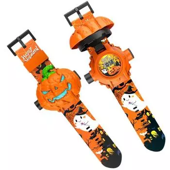 Хэллоуин Проекционные Электронные Светодиодные Часы | Отображение 24 Изображений | Регулируемый Наручный Ремешок One Size