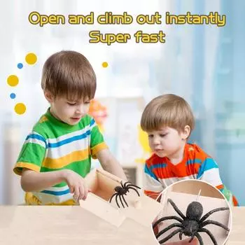 Хэллоуин пугающий паук деревянная коробка игрушка розыгрыш смешной розыгрыш паук коробка игрушка Хэллоуин страшный паук выпрыгивает отличный подарок для вечеринки 1pc