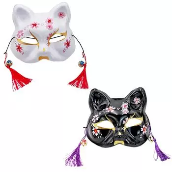 Хэллоуин японская цветочная маска для животных фестивальные аксессуары маска для вечеринки ролевая маска для игры One Size чёрный