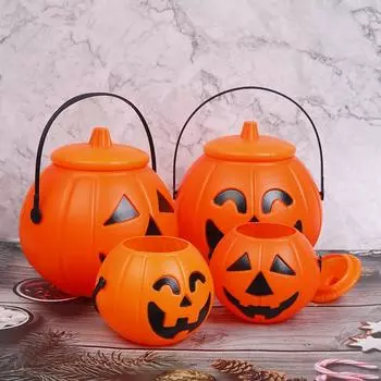Хэллоуин реквизит пластиковое ведро тыквы украсить украшение Хэллоуина C