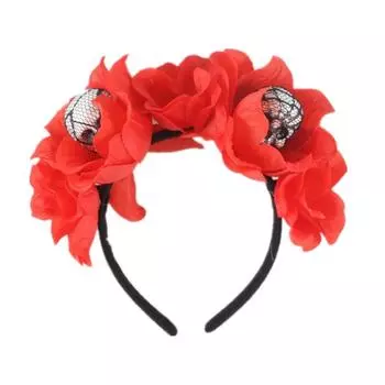 Хэллоуин Роза Цветок Череп Повязка на голову Красочные Гирлянды из Пионов Обруч для волос Девушки Косплей Головной убор Имитация Цветка Черепа Обруч для головы