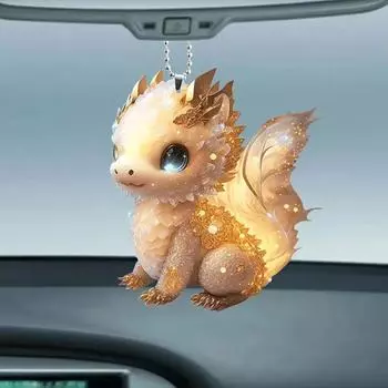 Хэллоуин Рождество Креативный 2D Акриловый Модный Милый Мини Золотой Дракон Автомобильный Зеркало Заднего Вида Подвеска A