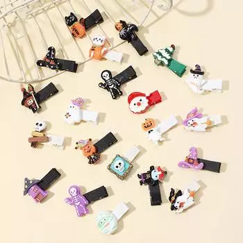 Хэллоуин Рождество Мультфильм Милые Заколки Для Волос Призрак Кошка Ведьма Шляпа Тыква Шпилька Заколки Для Детей Праздничные Аксессуары Для Волос