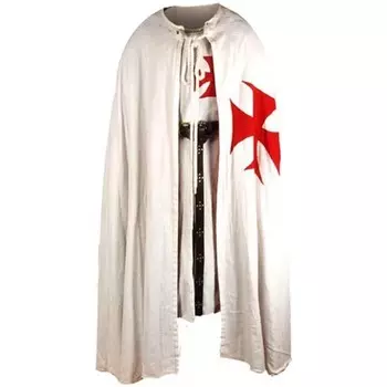 Хэллоуин ручной работы средневековый рыцарь воин крестоносец косплей табард без капюшона плащ мантия реконструкция костюм платье наряд S белый