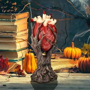 Хэллоуин Сердце Древочеловек Фигурка Жуткое Дерево Держащее Сердце Статуя Из Смолы Скульптура Внутреннее Уличное Садовое Настольное