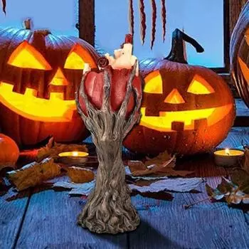 Хэллоуин Сердце Древочеловек Фигурка Жуткое Дерево Держащее Сердце Статуя Из Смолы Скульптура Внутреннее Уличное Садовое Настольное Украшение Орнамент красный