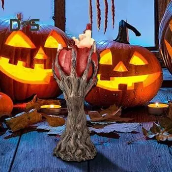 Хэллоуин Сердце Древочеловек Фигурка Жуткое Дерево Держащее Сердце Статуя Из Смолы Скульптура Внутреннее Уличное Садовое Настольное Украшение Орнамент красный