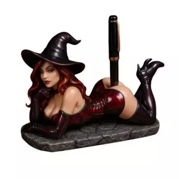 Хэллоуин Сексуальная Ведьма Подставка для Ручек Смола Фигурка Ведьмы Статуэтка Канцелярские Принадлежности Подставка для Карандашей Украшение Домашнего Офиса Настольный Декор Орнамент 15cm