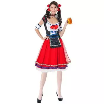 Хэллоуин Сексуальный костюм горничной Октоберфеста, Униформа Косплей Сценический костюм Костюм для выступления M