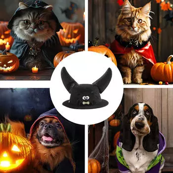 Хэллоуин Шапка для питомца для собаки и кошки Смешная Декоративная Удобная Праздничные принадлежности Наряжаться Black Bow Tie Spider
