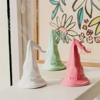 Хэллоуин шляпа ведьмы курильница длинная заостренная шляпа волшебника смоляной держатель для благовоний настольный для вечеринки белый