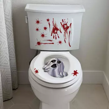 Хэллоуин сиденье унитаза зло наклейка 3D настенный самоклеящийся знак ужас