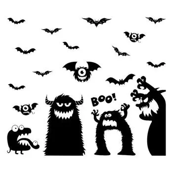 Хэллоуин Силуэт Наклейки на Стекло ПВХ Статические Наклейки Большого Размера Фестивальная Атмосфера Наклейки на Окна One Size