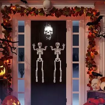 Хэллоуин скелет фигурка 5 шт 16 дюймов полное тело подвижные суставы кость статуэтка жуткий Cobweb