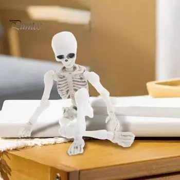 Хэллоуин Скелет Фигурка Подвижные Сочленения Человеческая Модель Скелет Статуя Скульптуры Домашний Офис Настольное Украшение Орнамент белый