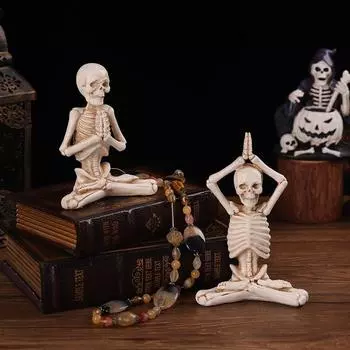 Хэллоуин Скелет Йога Действие Мини Орнамент Призрачный Фестиваль Атмосфера Украшения Ландшафтный Реквизит Изделия Из Смолы