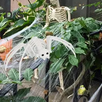 Хэллоуин Скелет паука Пластиковый скелет Животное Модель Украшения Реалистичная фигурка кости паука для стен Двери Окна Сценические шоу белый