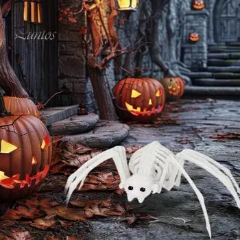 Хэллоуин Скелет паука Пластиковый скелет Животное Модель Украшения Реалистичная фигурка кости паука для стен Двери Окна Сценические шоу белый