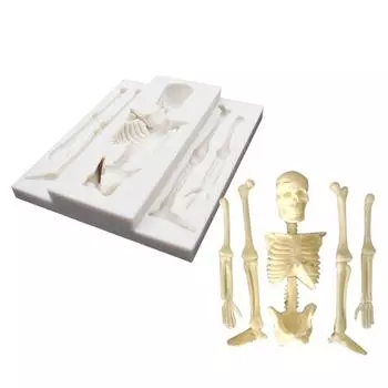 Хэллоуин Скелет Поворот Сахар Силиконовая форма Шоколадная форма Череп Украшение торта Капельница Ретро Декоративная помадка Выпечка белый