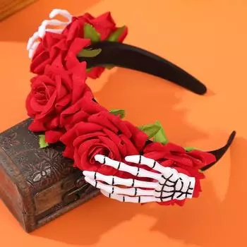 Хэллоуин Скелет Рука Имитация Цветов Ободки Новые Ободки Ободки Аксессуары Для Волос Косплей Аксессуары Ободки Для Вечеринки B