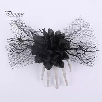 Хэллоуин скелет руки заколка для волос искусственный цветок розы шпилька Хэллоуин косплей аксессуары для волос страшные головные уборы поставки чёрный