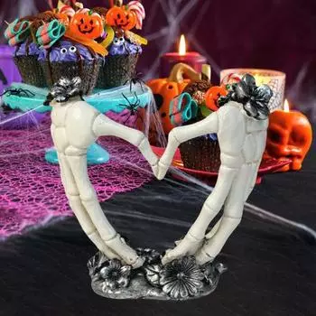 Хэллоуин Скелет Украшение Скелет Ручной Ворон Колокольчик Зеркальная Статуэтка Смола Готический Домашний Стол Декор для Вечеринки на Хэллоуин D