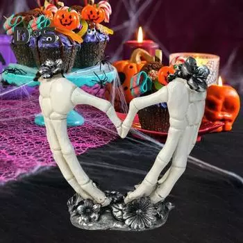 Хэллоуин Скелет Украшение Скелет Ручной Ворон Колокольчик Зеркальная Статуэтка Смола Готический Домашний Стол Декор для Вечеринки на Хэллоуин D