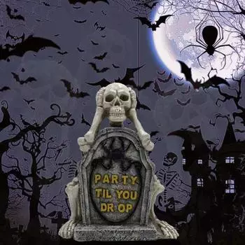 Хэллоуин Скелет Украшения Смотрите Говори Не Слышите Зла Череп Надгробие Статуя Смола Настольный