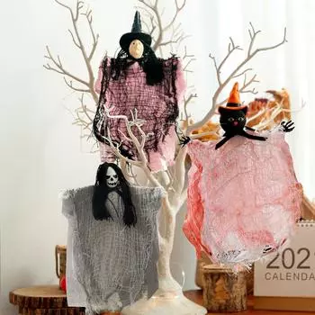 Хэллоуин Скелет Ведьмы Кулон Дом с Привидениями Украшения Реквизит Черная Кошка