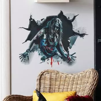 Хэллоуин Сломанная стена Триллер Женский призрак Праздничное украшение Спальня Гостиная Украшение Наклейки на стену 25*60CM*2PCS/fun-f175