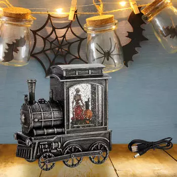 Хэллоуин Снежный шар Фонарь Настольный Орнамент Декор Ночной Светильник Сверкающий Снег 1 pumpkin